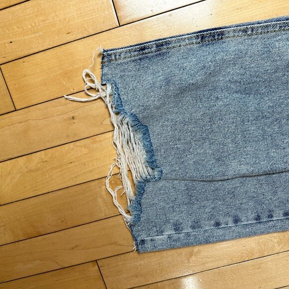 AVEC LES FILLES Acid Wash Distressed Destroyed Wide Leg Denim Jeans Size 29 - Picture 5 of 15